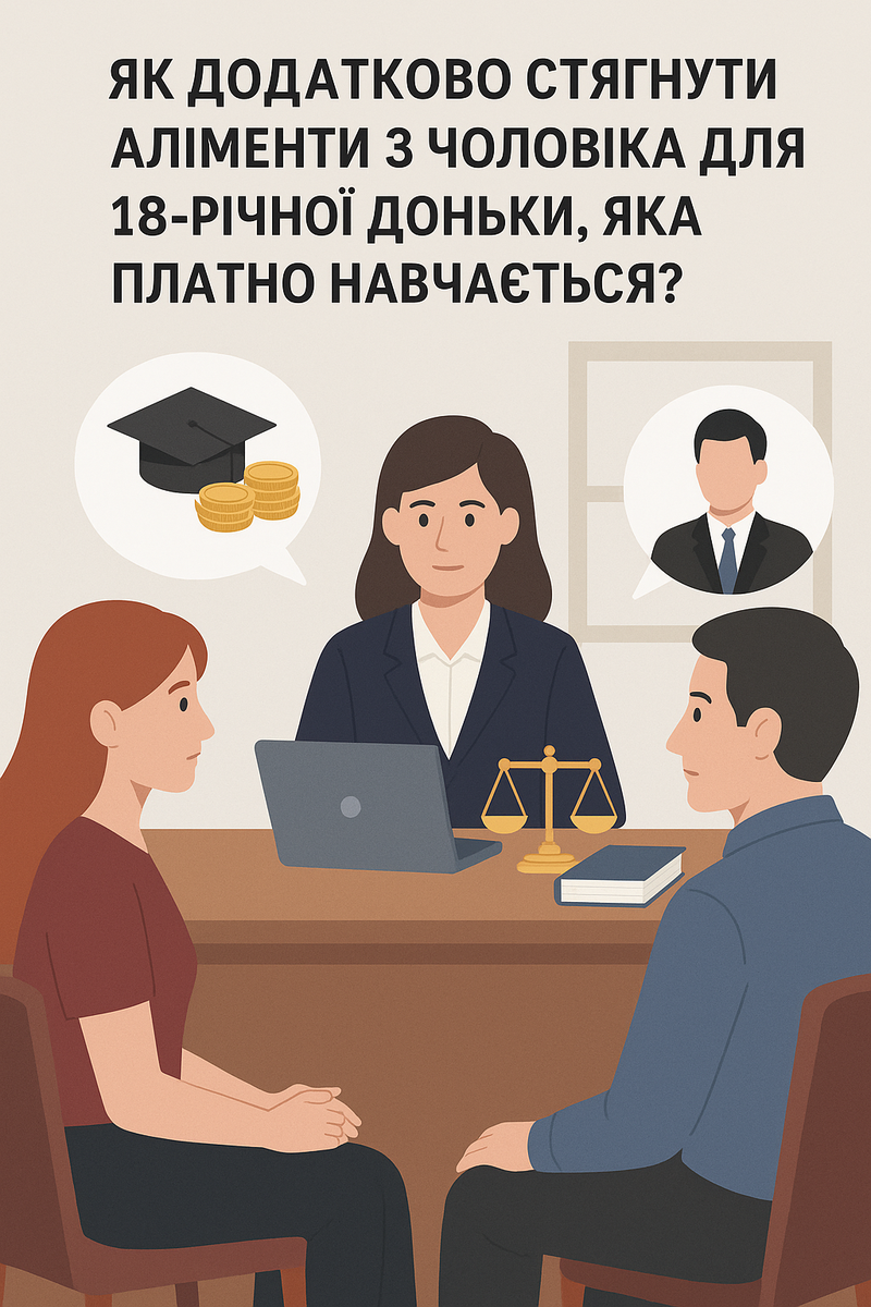 📘 Як додатково стягнути аліменти з чоловіка для 18-річної доньки, яка платно навчається? 💼🎓