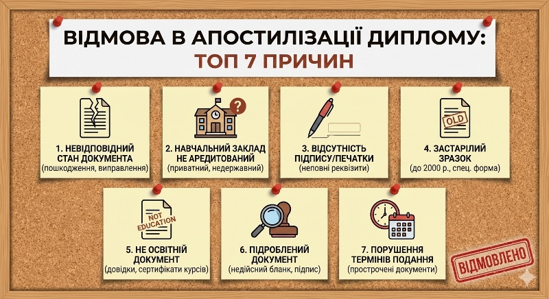 Топ 7 причин відмови в апостилізації диплома та додатку в Україні | Бровар Юст