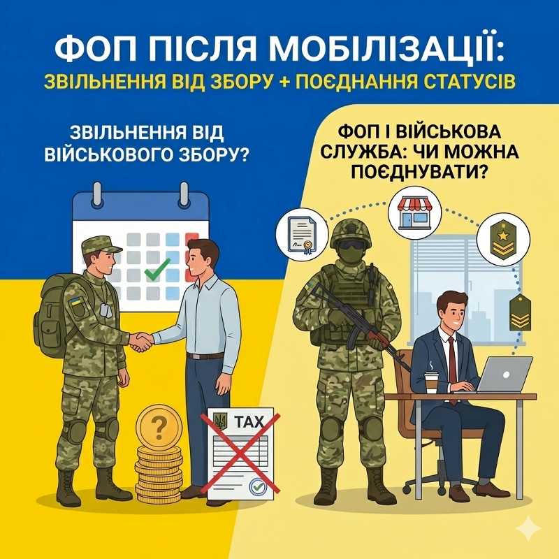ФОП після мобілізації відкрився: чи є звільнення від військового збору? + чи можна бути ФОП і військовослужбовцем