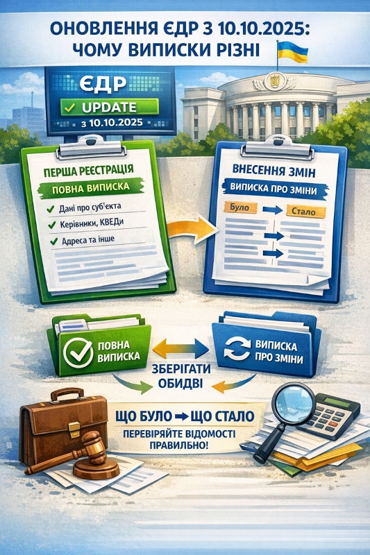 Оновлення ЄДР з 10.10.2025: чому виписки різні і що робити