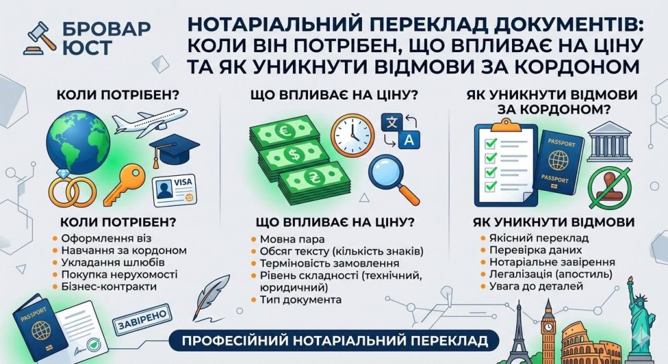 Нотаріальний переклад документів у Броварах — ціна, строки, оформлення | Бровар Юст