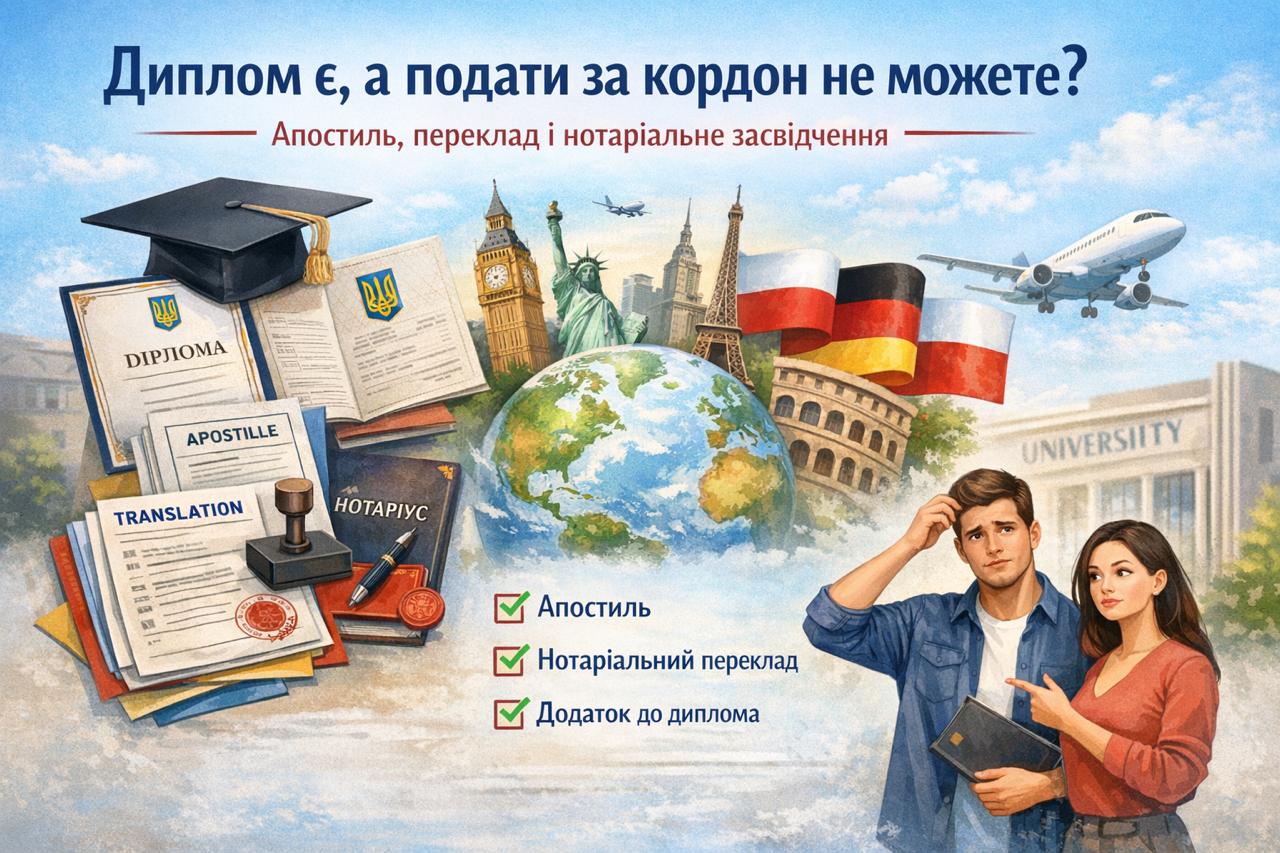 Диплом для подачі за кордон: апостиль, переклад, нотаріальне засвідчення | Бровар Юст