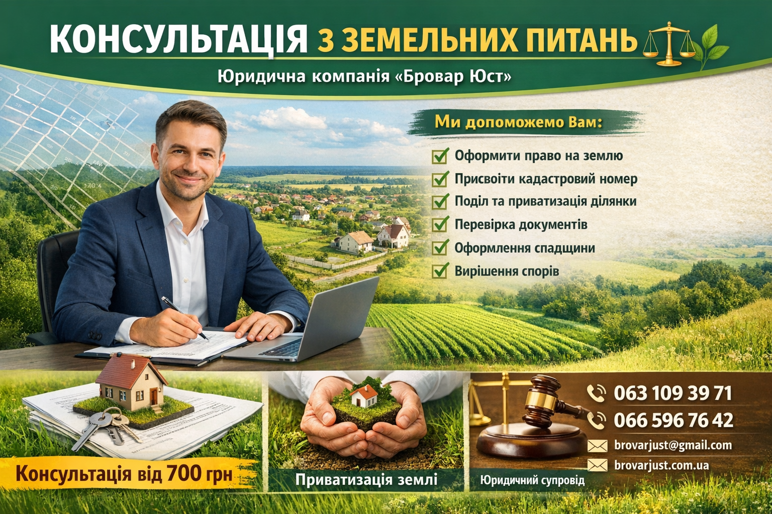 Консультація з земельних питань 🌿⚖️ 1 Консультація з земельних питань у Броварах | Бровар Юст