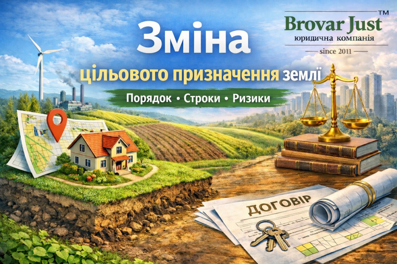 Зміна цільового призначення землі: порядок, строки, вартість, ризики | Бровар Юст