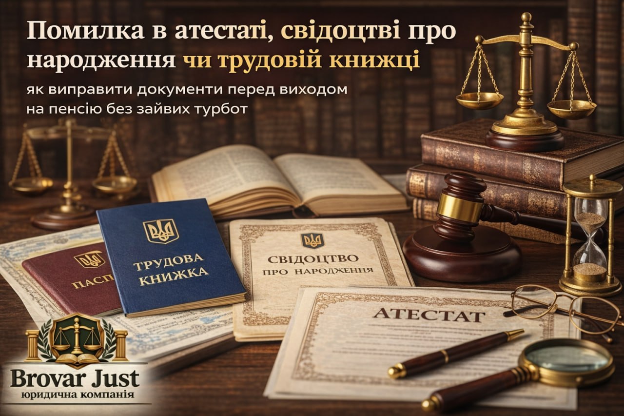 Помилка в атестаті, свідоцтві про народження чи трудовій книжці — як виправити у 2026 році | Бровар Юст