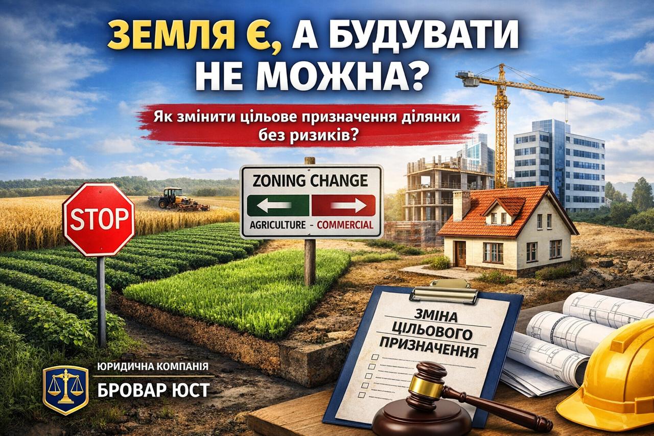 Зміна цільового призначення земельної ділянки у 2026 році | Бровар Юст