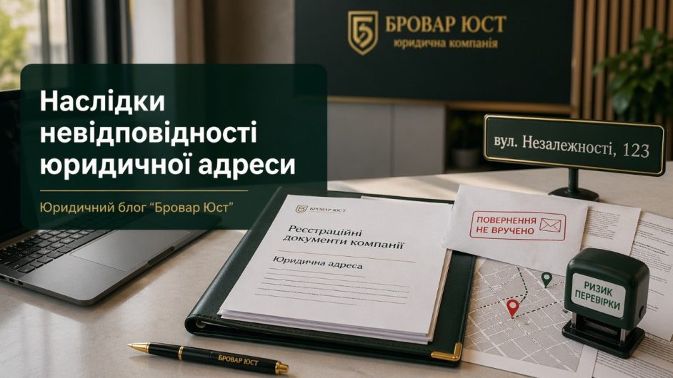Наслідки невідповідності юридичної адреси компанії в Україні | Бровар Юст