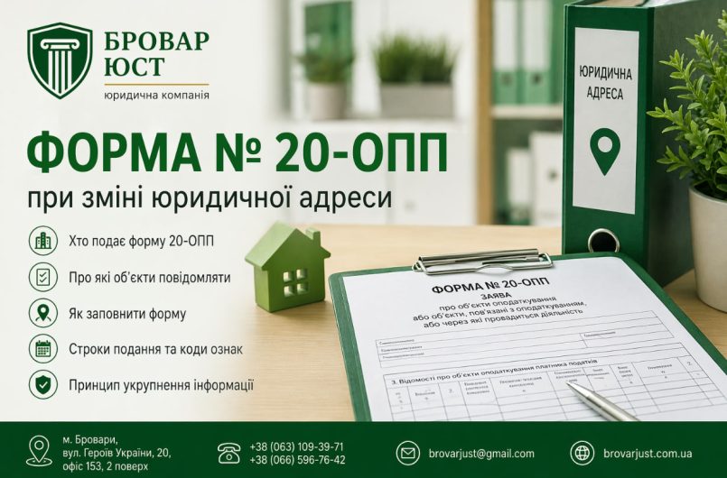 Форма 20-ОПП при зміні юридичної адреси: коли подавати, як заповнити та які ризики