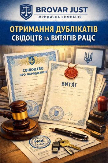 Отримання дублікатів свідоцтв та витягів РАЦС у Броварах та по Україні | Бровар Юст