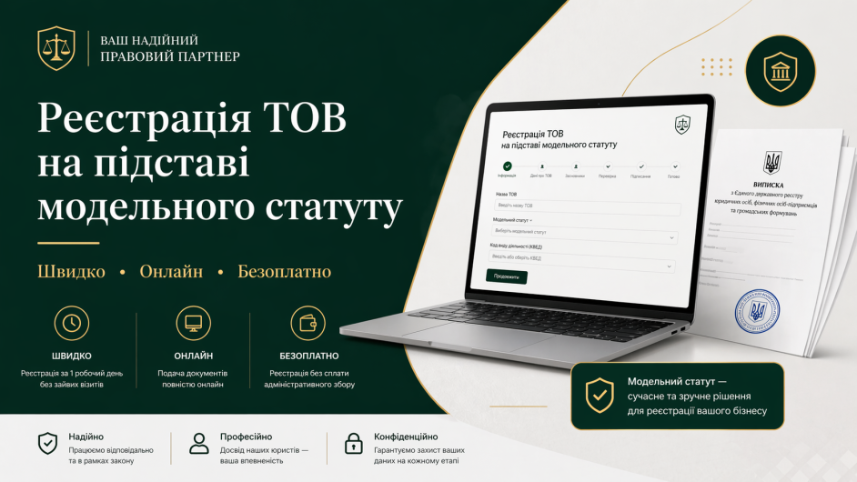 Реєстрація ТОВ на підставі модельного статуту: як відкрити товариство онлайн