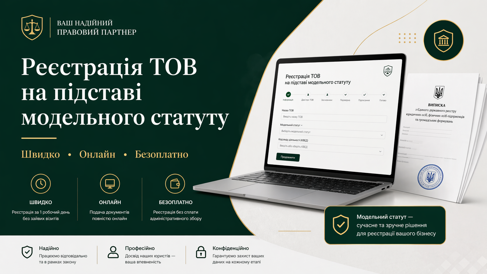 Реєстрація ТОВ на підставі модельного статуту: як відкрити товариство онлайн