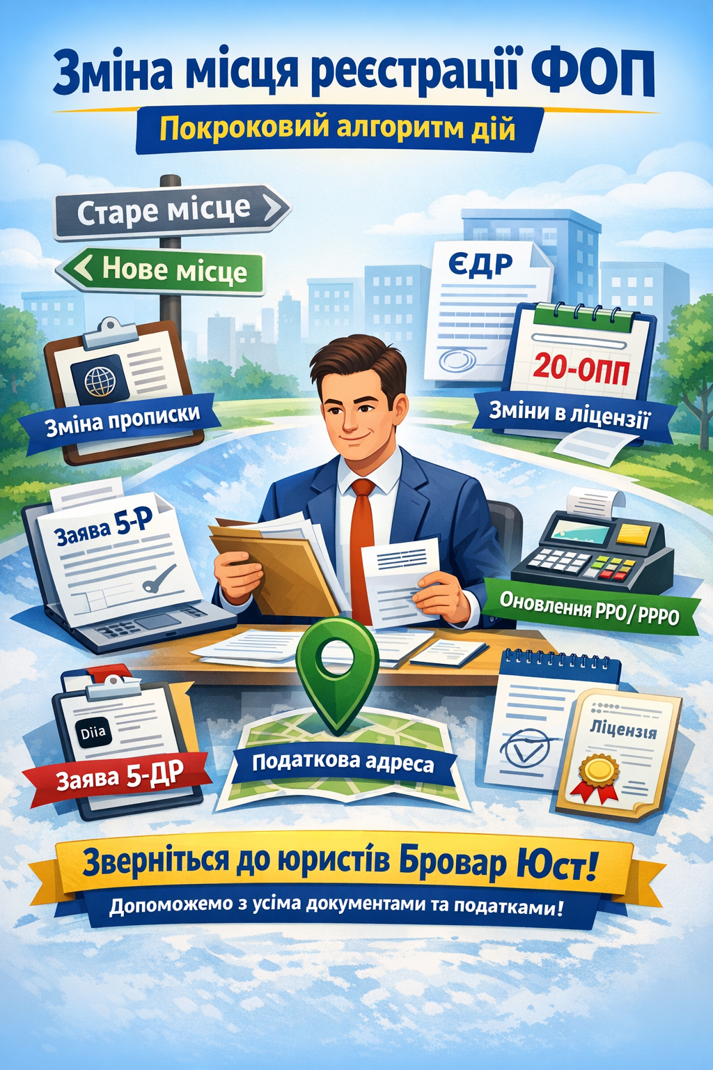 Зміна місця реєстрації ФОП у 2026 році: покроковий порядок дій