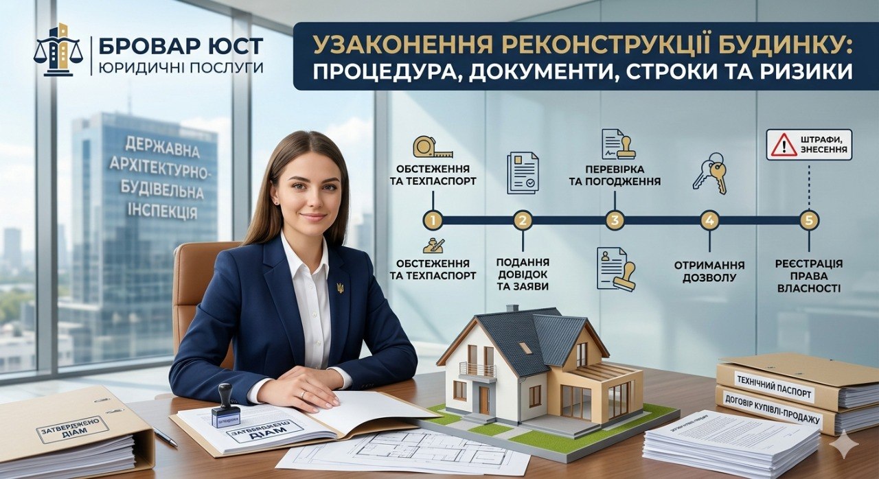 🏠 Узаконення реконструкції будинку: процедура, документи, строки та ризики 1 Узаконення реконструкції будинку: процедура, документи, допомога юриста | Бровар Юст