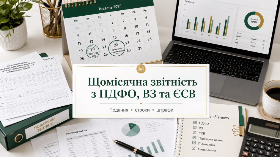 Щомісячна звітність з ПДФО, ВЗ та ЄСВ — подання об’єднаного звіту для ФОП і ТОВ